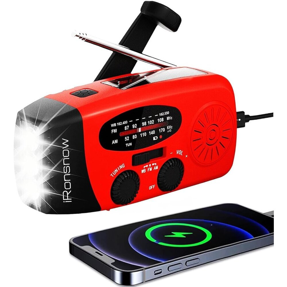 Solar Emergency Hand Crank Weather Radio, Portable Self Powered NOAA AM/FM Radio